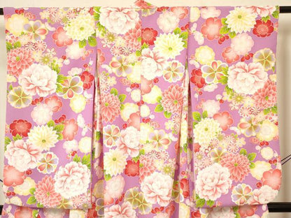 平和屋着物∵女の子 十三参り 子供 祝着 牡丹花文 金彩 洗える着物 DAAS9134ma