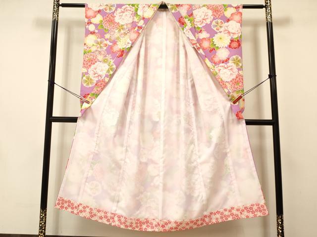 平和屋着物∵女の子 十三参り 子供 祝着 牡丹花文 金彩 洗える着物 DAAS9134ma