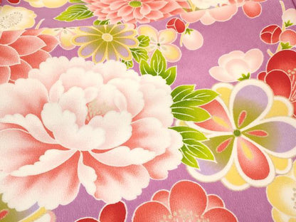 平和屋着物∵女の子 十三参り 子供 祝着 牡丹花文 金彩 洗える着物 DAAS9134ma