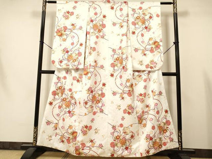 平和屋着物∵女の子　十三参り　子供　祝着　雪輪花丸文　金彩　洗える着物　DAAS9135ma