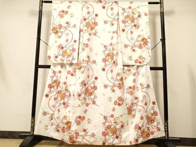 平和屋着物∵女の子　十三参り　子供　祝着　雪輪花丸文　金彩　洗える着物　DAAS9135ma