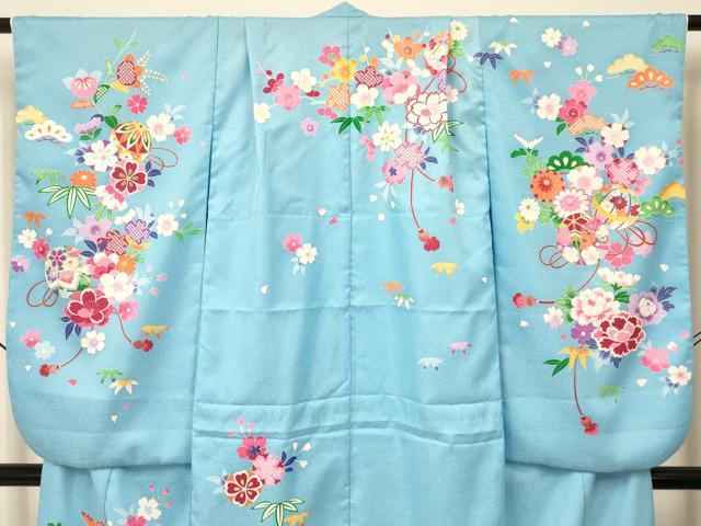 平和屋着物[]女の子　十三参り　子供　祝着　鞠花文　金彩　洗える着物　DAAS9136ma