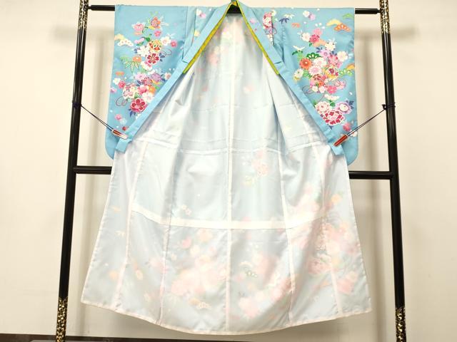 平和屋着物[]女の子　十三参り　子供　祝着　鞠花文　金彩　洗える着物　DAAS9136ma