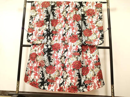 平和屋着物∵女の子 十三参り 子供 祝着 刺繍 牡丹花文 金彩 洗える着物 DAAS9137ma