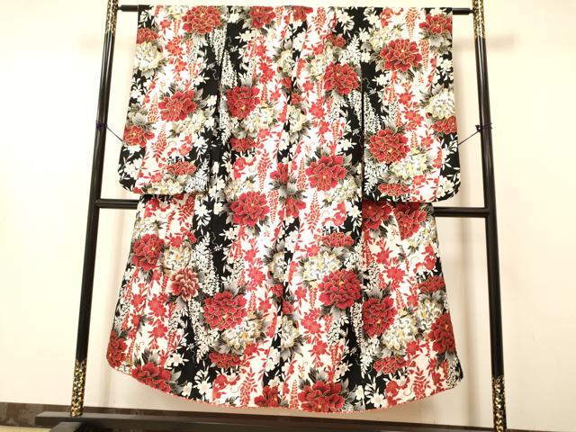 平和屋着物∵女の子 十三参り 子供 祝着 刺繍 牡丹花文 金彩 洗える着物 DAAS9137ma