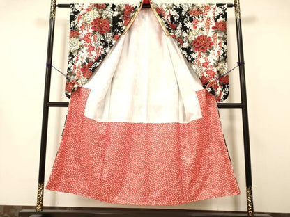 平和屋着物∵女の子 十三参り 子供 祝着 刺繍 牡丹花文 金彩 洗える着物 DAAS9137ma