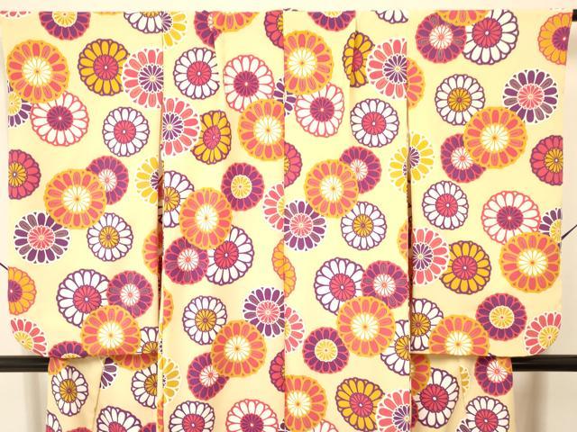 平和屋着物∵女の子 十三参り 子供 祝着 刺繍 菊尽くし 金彩 洗える着物 DAAS9138ma