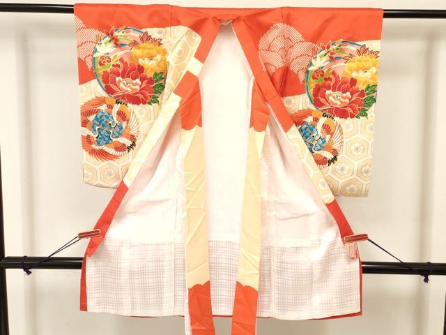平和屋着物[]お宮参り　女の子　祝着　産着　初着　のしめ　駒刺繍　飛鶴花丸文　金彩　逸品　DAAS9170ma