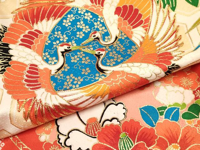 平和屋着物[]お宮参り　女の子　祝着　産着　初着　のしめ　駒刺繍　飛鶴花丸文　金彩　逸品　DAAS9170ma