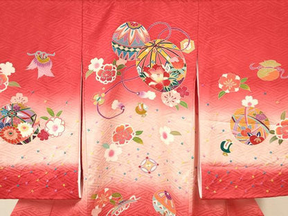 平和屋着物[]お宮参り　女の子　祝着　産着　初着　のしめ　絞り　鞠花文　暈し染め　金彩　逸品　DAAS9199ma