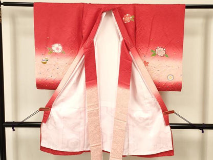 平和屋着物[]お宮参り　女の子　祝着　産着　初着　のしめ　絞り　鞠花文　暈し染め　金彩　逸品　DAAS9199ma
