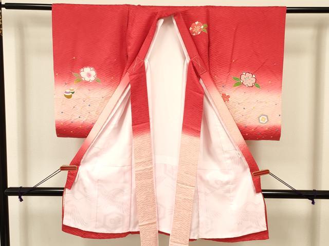 平和屋着物[]お宮参り　女の子　祝着　産着　初着　のしめ　絞り　鞠花文　暈し染め　金彩　逸品　DAAS9199ma
