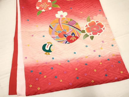 平和屋着物[]お宮参り　女の子　祝着　産着　初着　のしめ　絞り　鞠花文　暈し染め　金彩　逸品　DAAS9199ma