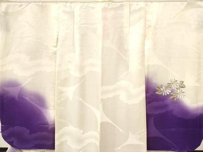 平和屋着物[]七五三　女の子　７歳　祝着　四つ身　袋帯セット　総刺繍　花鳥文　暈し染め　金銀糸　洗える着物　DAAS9211ma