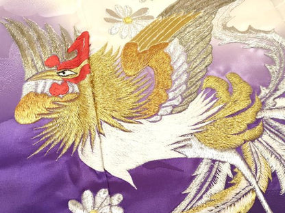 平和屋着物[]七五三　女の子　７歳　祝着　四つ身　袋帯セット　総刺繍　花鳥文　暈し染め　金銀糸　洗える着物　DAAS9211ma