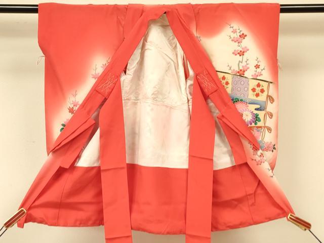 平和屋着物[]七五三　女の子　３歳　祝着　三つ身　駒刺繍　几帳鼓牡丹花文　暈し染め　金銀彩　逸品　DAAS9229ma