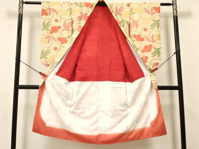 平和屋着物[]七五三　女の子　７歳　祝着　四つ身　地紋起こし　草花文　逸品　DAAS9299ma