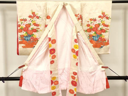 平和屋着物[]お宮参り　女の子　祝着　産着　初着　のしめ　駒刺繍　花籠文　金彩　逸品　DAAS9303ma