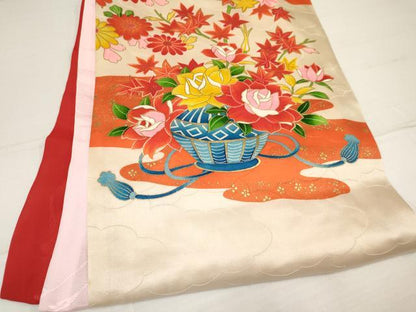 平和屋着物[]お宮参り　女の子　祝着　産着　初着　のしめ　駒刺繍　花籠文　金彩　逸品　DAAS9303ma