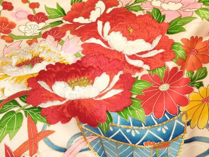 平和屋着物[]お宮参り　女の子　祝着　産着　初着　のしめ　駒刺繍　花籠文　金彩　逸品　DAAS9303ma