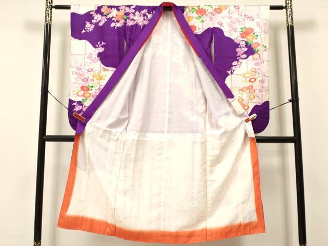 平和屋着物[]七五三　女の子　７歳　祝着　四つ身　袋帯セット　草花文　逸品　DAAS9465ma