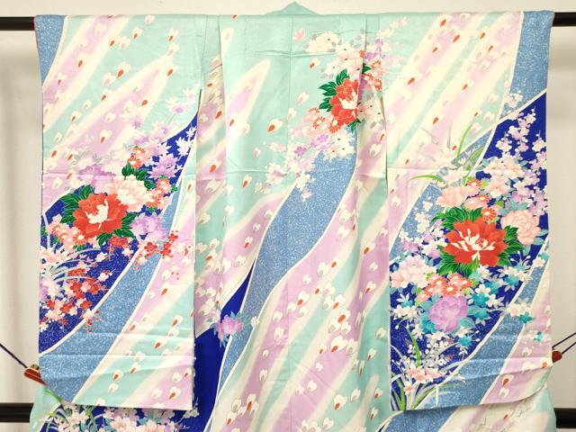 平和屋着物[]七五三　女の子　７歳　祝着　四つ身　袋帯セット　駒刺繍　牡丹花文　暈し染め　金彩　逸品　DAAS9475ma