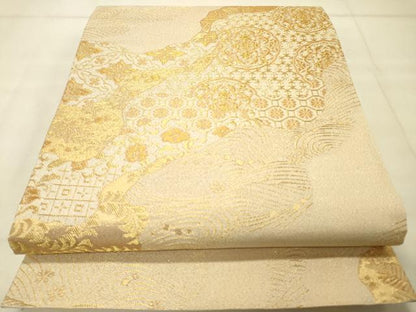 平和屋着物◎六通柄袋帯 道長正倉院花文 金糸 正絹 逸品 DAAS9546zy