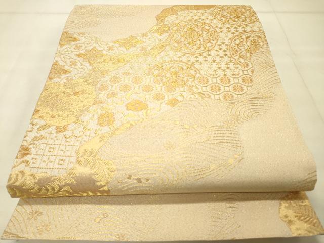平和屋着物◎六通柄袋帯 道長正倉院花文 金糸 正絹 逸品 DAAS9546zy