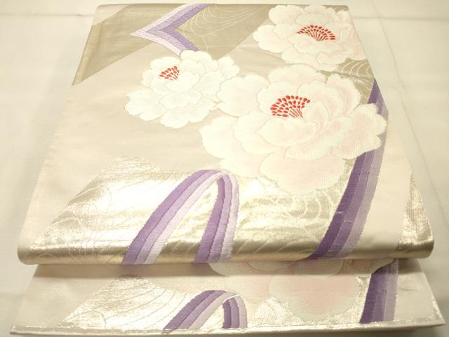 平和屋着物◎六通柄袋帯 華の舞 銀糸 正絹 逸品 DAAS9552zy
