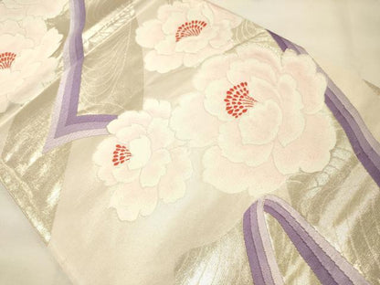 平和屋着物◎六通柄袋帯 華の舞 銀糸 正絹 逸品 DAAS9552zy