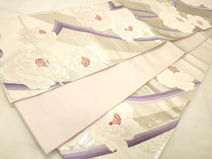 平和屋着物◎六通柄袋帯 華の舞 銀糸 正絹 逸品 DAAS9552zy