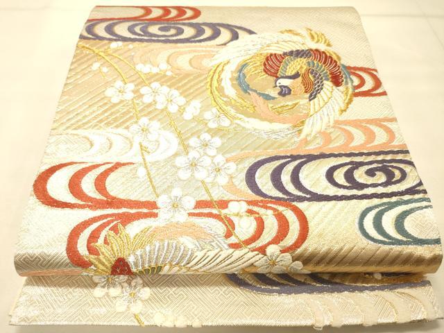 平和屋着物◎佐賀錦 六通柄袋帯 唐織 飛鳥丸文 枝垂れ桜 金銀糸 正絹 逸品 DAAS9572zy