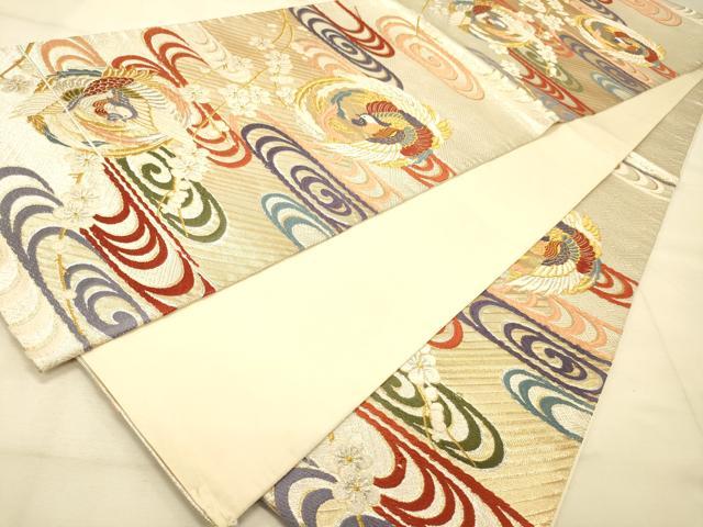 平和屋着物◎佐賀錦 六通柄袋帯 唐織 飛鳥丸文 枝垂れ桜 金銀糸 正絹 逸品 DAAS9572zy