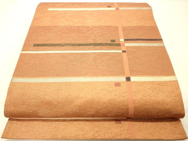 平和屋着物◎六通柄袋帯 横段文 金通し地 正絹 逸品 DAAS9582zy