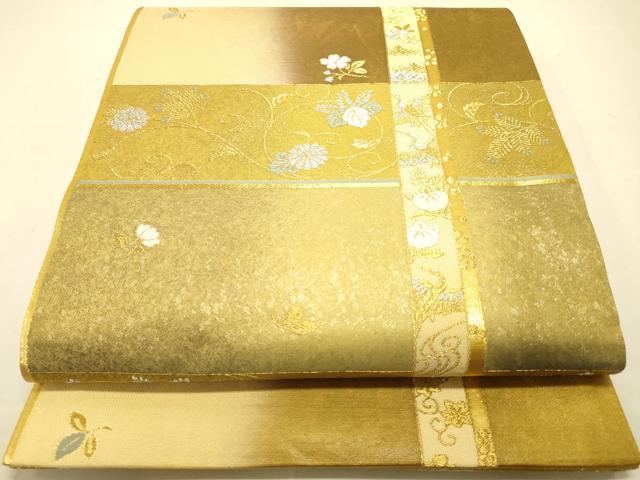 平和屋着物◎六通柄袋帯 唐織 飛鶴花松文 金銀糸 引箔 正絹 逸品 DAAS9593zy