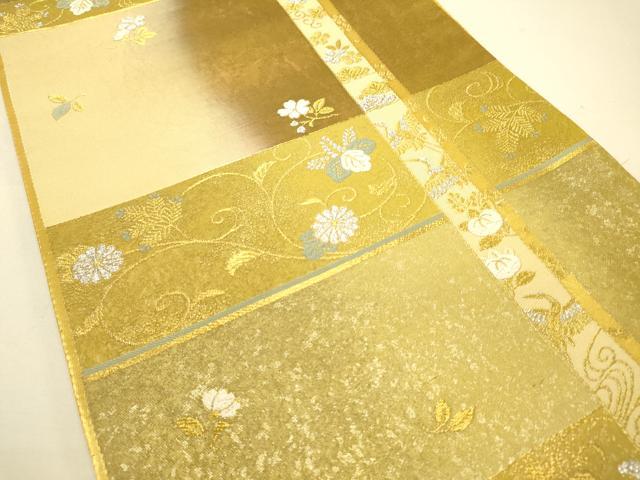 平和屋着物◎六通柄袋帯 唐織 飛鶴花松文 金銀糸 引箔 正絹 逸品 DAAS9593zy