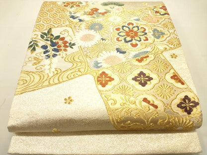 平和屋着物◎六通柄袋帯　唐織　正倉院吉祥花文　金糸　正絹　逸品　DAAS9602zy