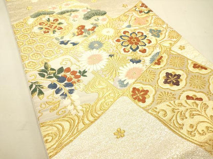 平和屋着物◎六通柄袋帯　唐織　正倉院吉祥花文　金糸　正絹　逸品　DAAS9602zy