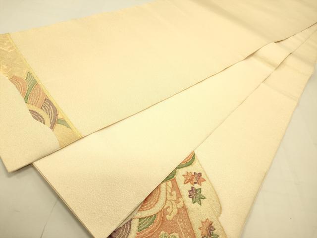 平和屋着物◎太鼓柄袋帯 すくい織 遠山草花文 金糸 正絹 逸品 DAAS9604zy