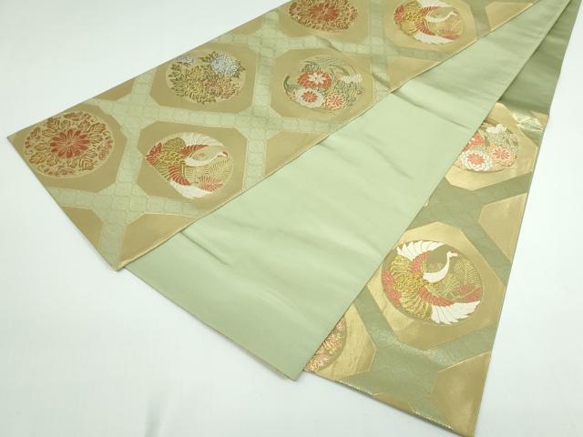 平和屋着物◎六通柄袋帯 唐織 蜀江飛鶴花松文 金銀糸 正絹 逸品 DAAT0106ob