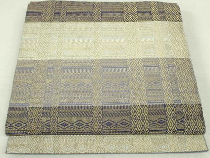 平和屋着物●六通柄袋帯 幾何学文様 金糸 正絹 逸品 DAAT0135ob