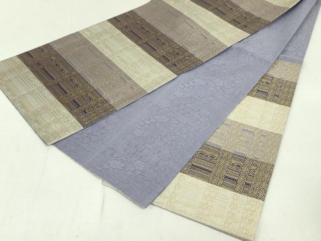 平和屋着物●六通柄袋帯 幾何学文様 金糸 正絹 逸品 DAAT0135ob
