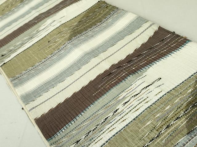 平和屋着物▽六通柄袋帯 スリーシーズン 春夏秋 横段文 正絹 逸品 DAAT0138ob
