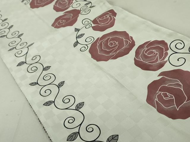 平和屋着物●両面　全通柄京袋帯　薔薇　正絹　逸品　DAAT0145ob
