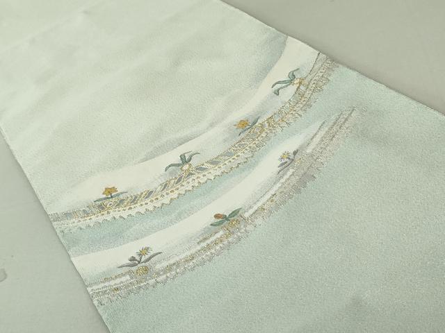 平和屋着物●爪掻き本綴れ 八寸名古屋帯 洋花文 金銀糸 正絹 逸品 DAAT0150ob