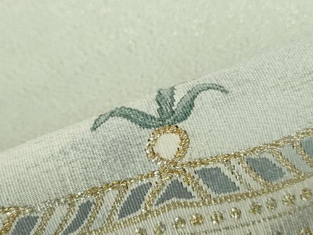 平和屋着物●爪掻き本綴れ 八寸名古屋帯 洋花文 金銀糸 正絹 逸品 DAAT0150ob