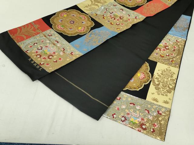 平和屋着物●六通柄 本袋帯 天平調詠文 黒地 金銀糸 正絹 逸品 未使用 DAAT0158ob