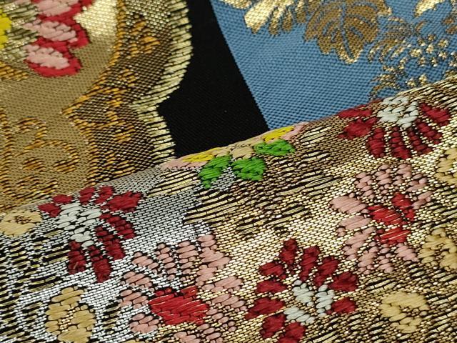 平和屋着物●六通柄 本袋帯 天平調詠文 黒地 金銀糸 正絹 逸品 未使用 DAAT0158ob