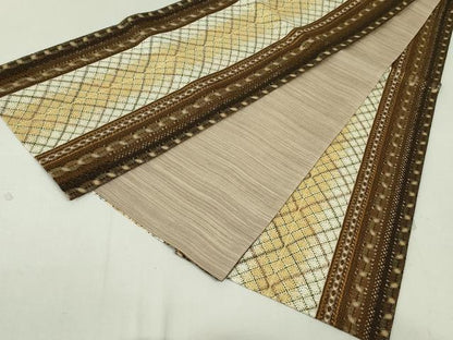平和屋着物●全通柄袋帯 リボン織 間道 金糸 正絹 逸品 DAAT0171ob