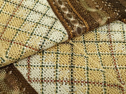 平和屋着物●全通柄袋帯 リボン織 間道 金糸 正絹 逸品 DAAT0171ob